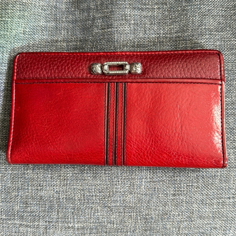 Brighton red leather vintage snap wallet